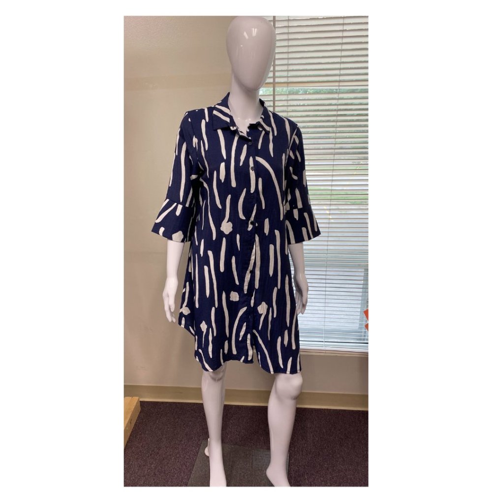 Summer Dress Navy Blue and White